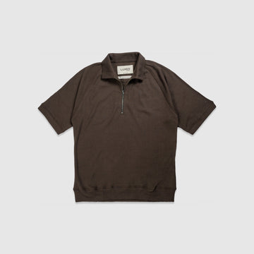 Brown Raglan Zipper Polo