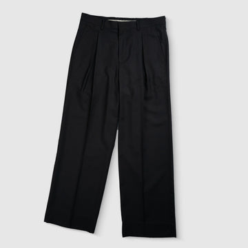 Double Pleated Wide Leg Trousers – Black