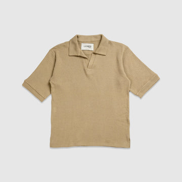 Textured Knit Polo in Coffee Brown
