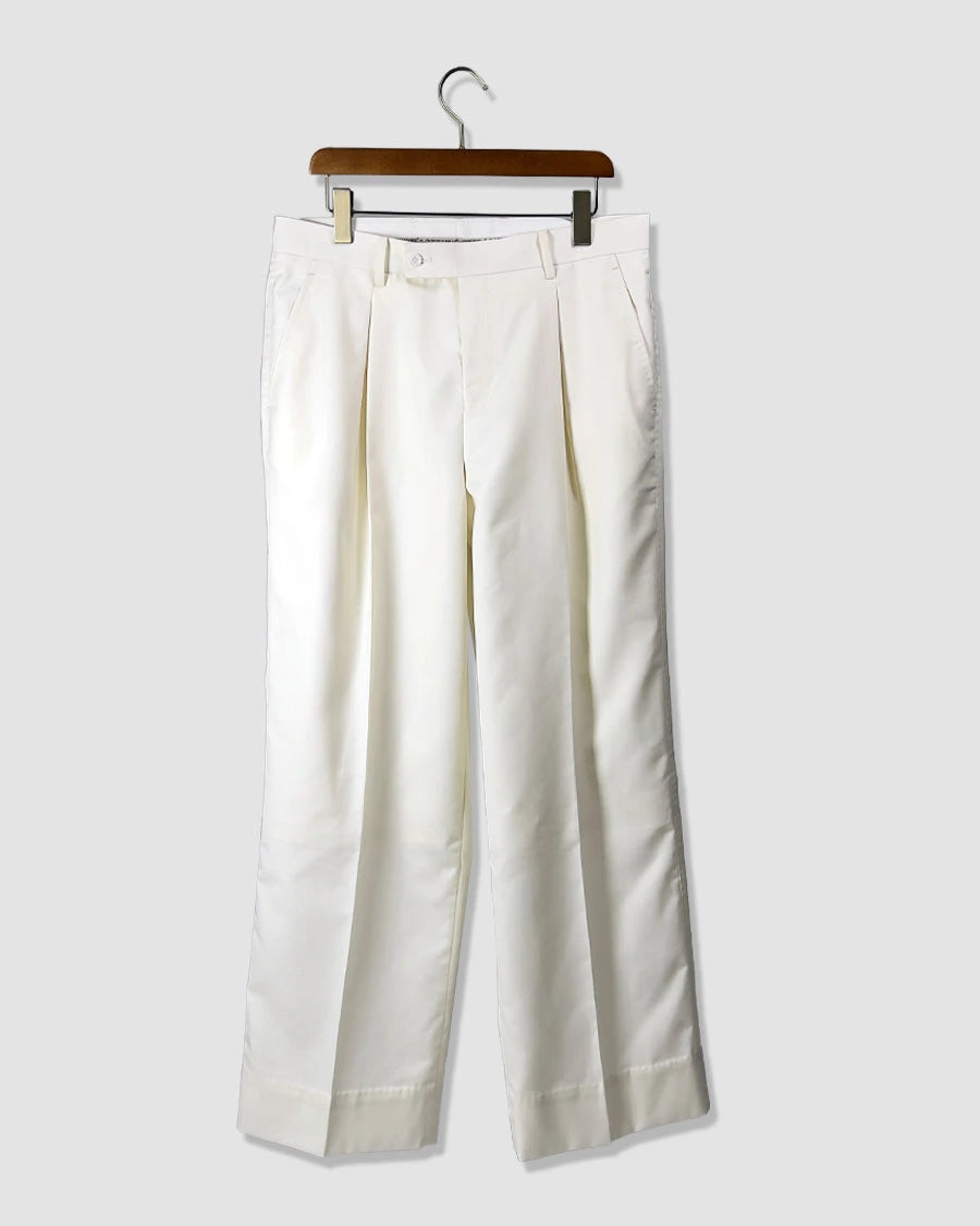 Double Pleated Wide Leg Trousers – Off White