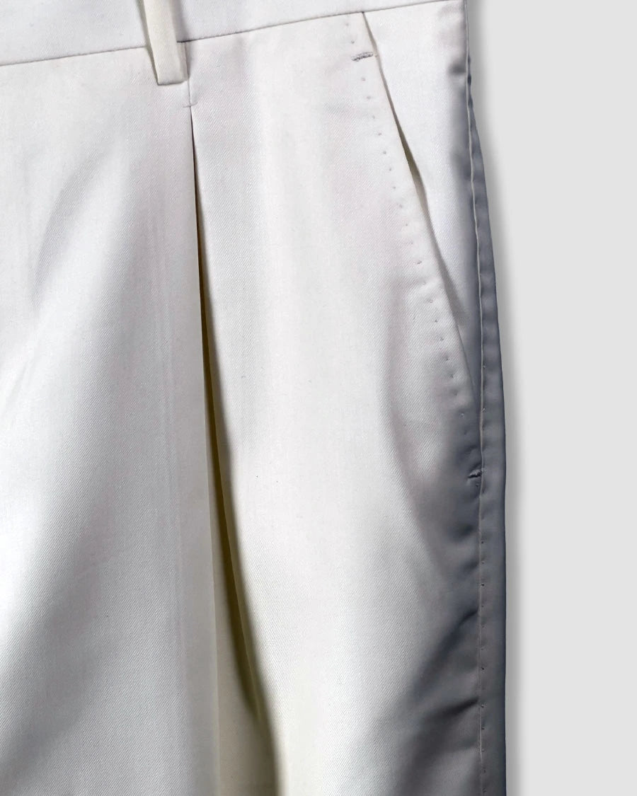 Double Pleated Wide Leg Trousers – Off White