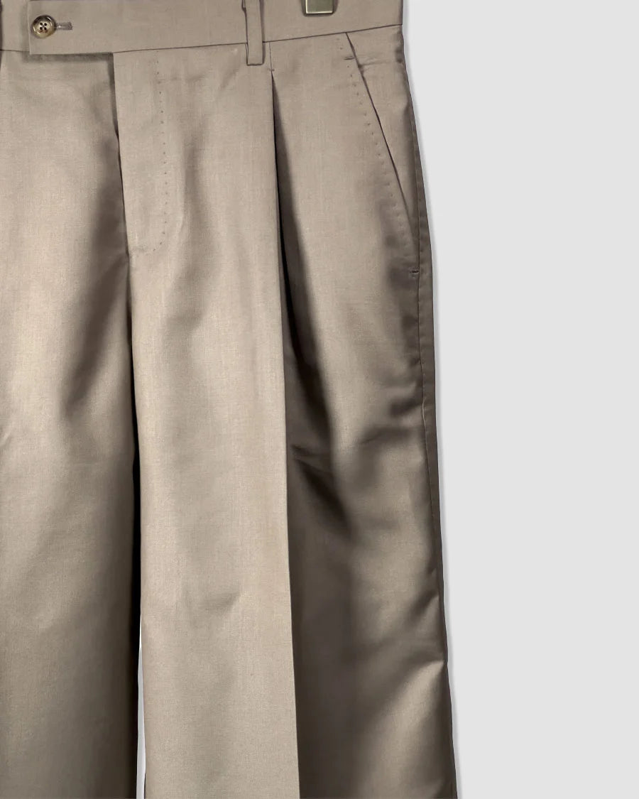 Double Pleated Wide Leg Trousers – Brown