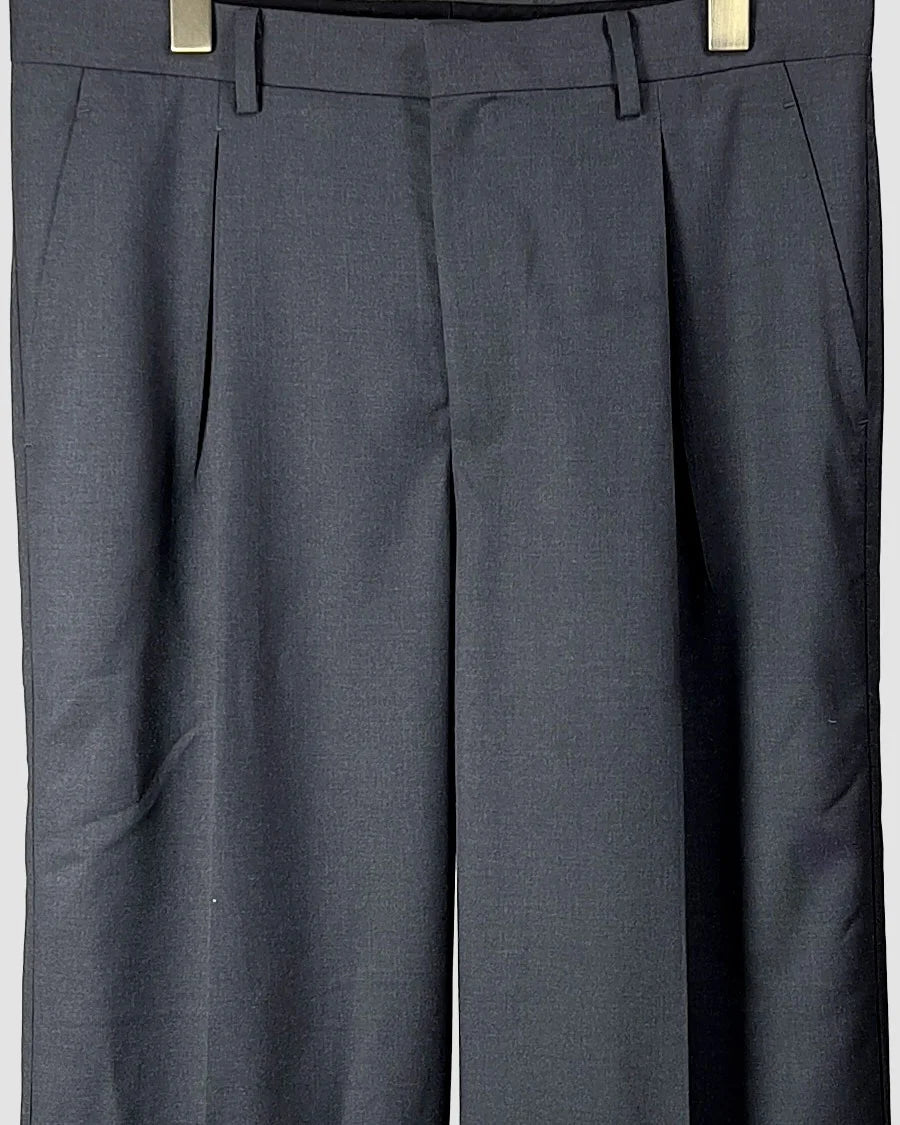 Double Pleated Wide Leg Trousers – Grey
