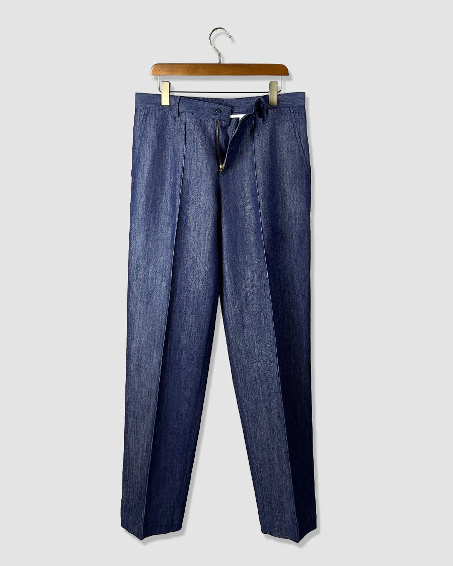 Pleated Denim Trousers