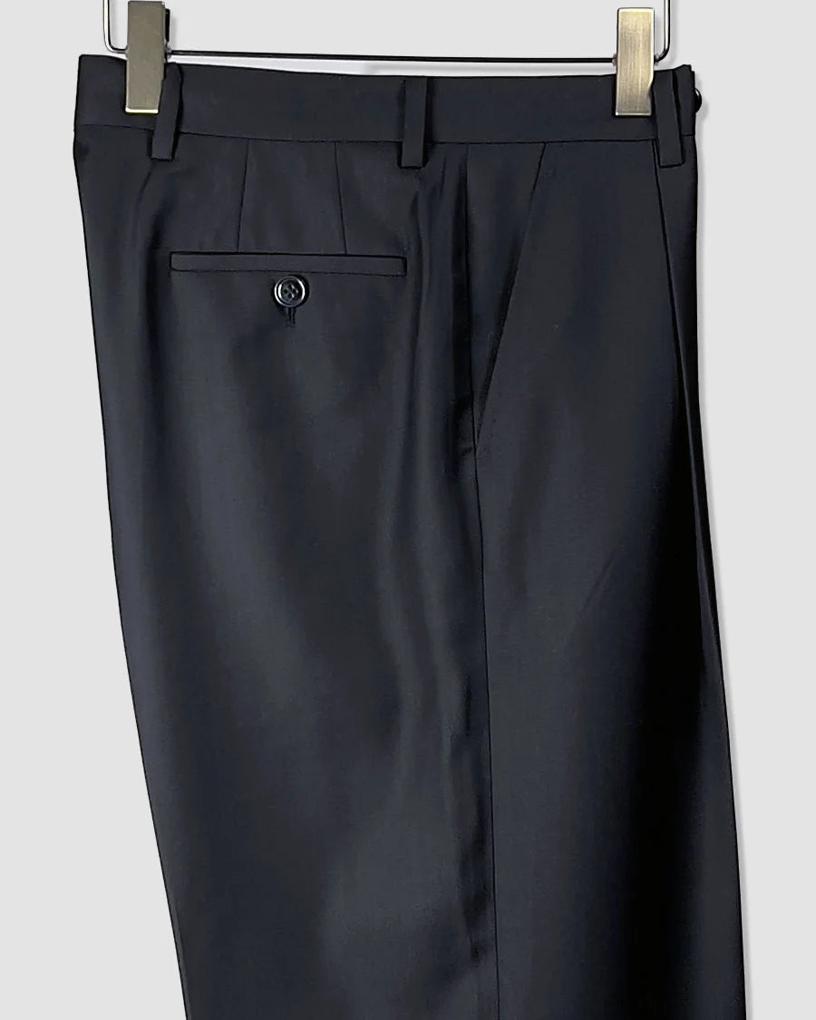 Single Pleated Wide Leg Trouser - Black
