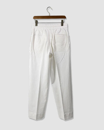 White Pleated Linen Trousers
