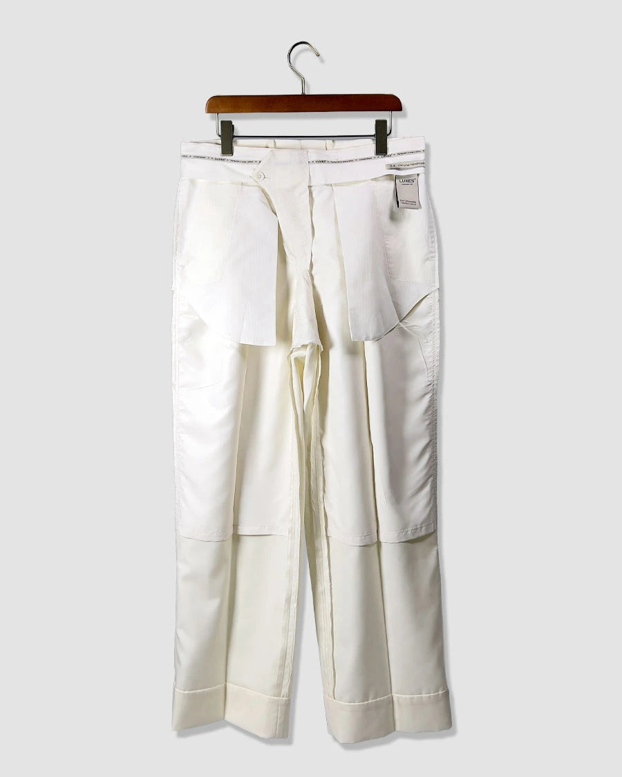 Double Pleated Wide Leg Trousers – Off White