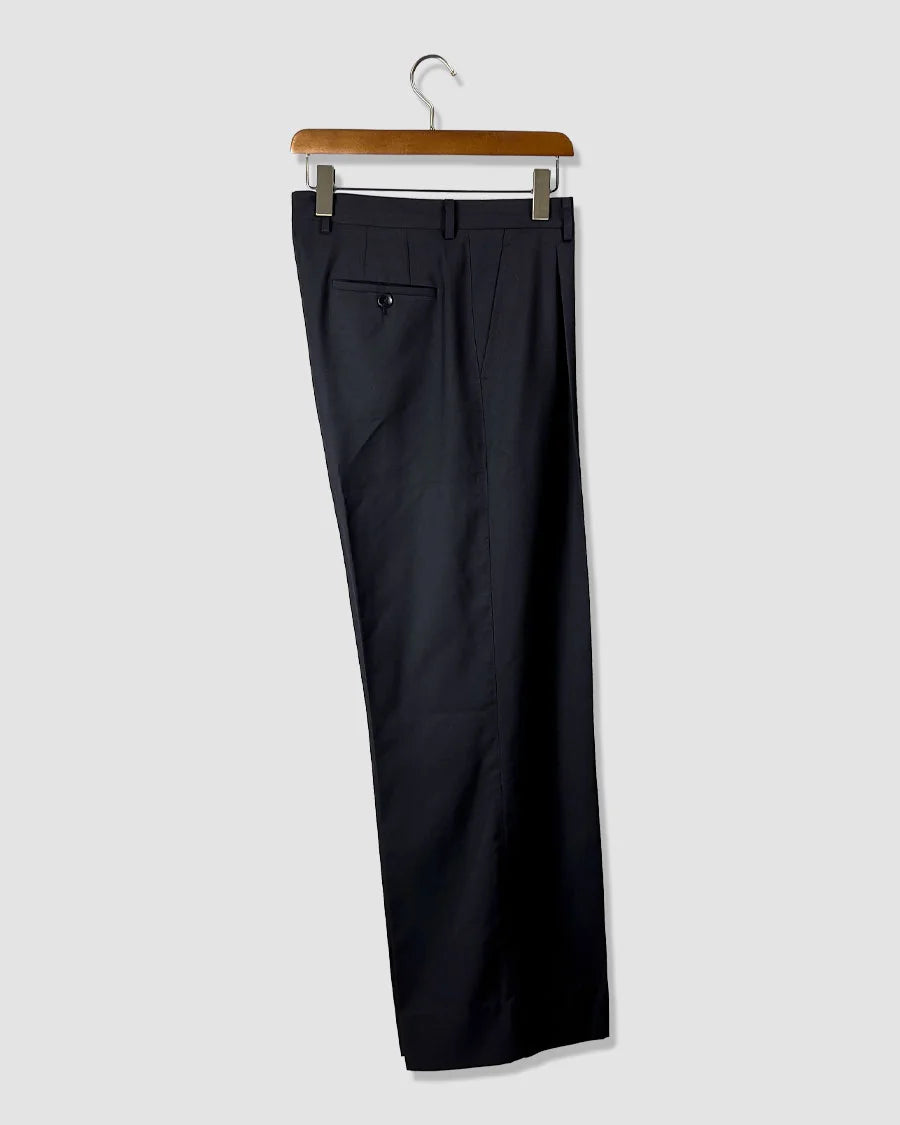 Double Pleated Wide Leg Trousers – Black
