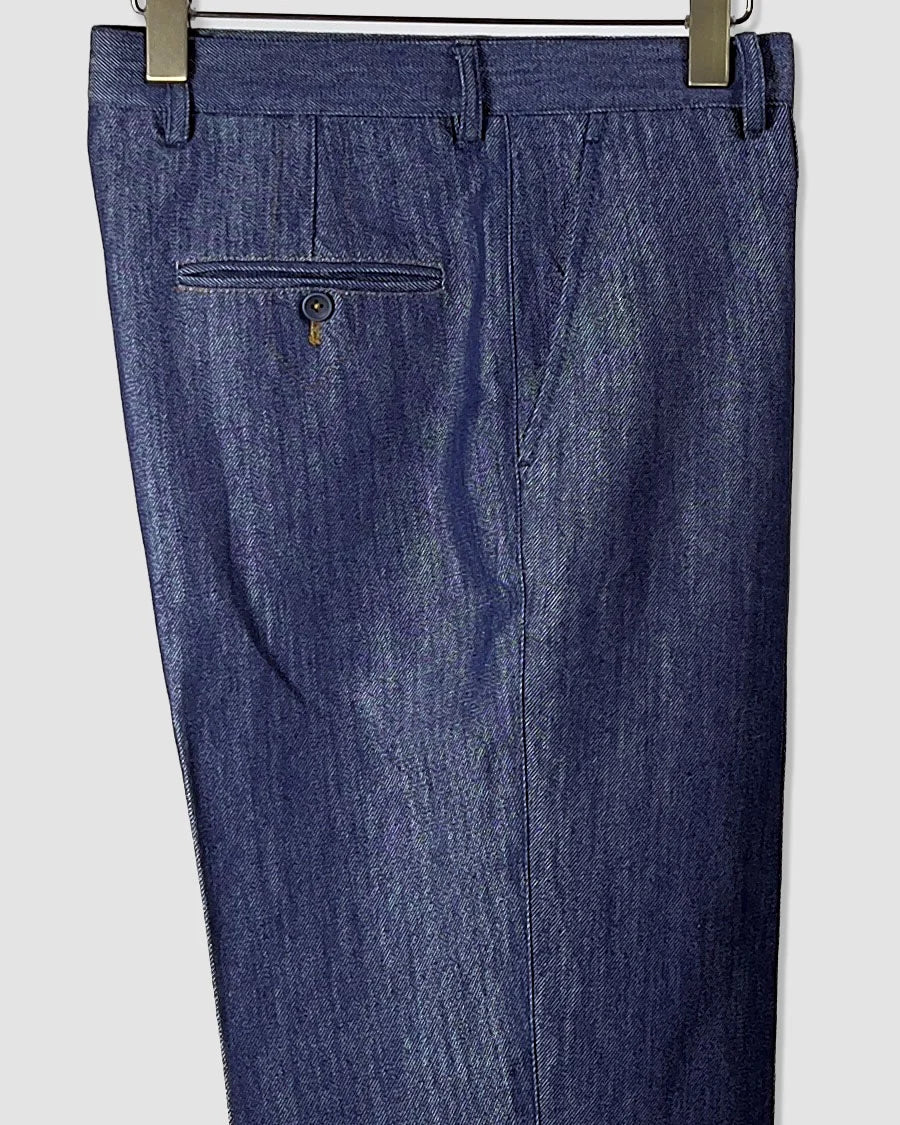 Pleated Denim Trousers