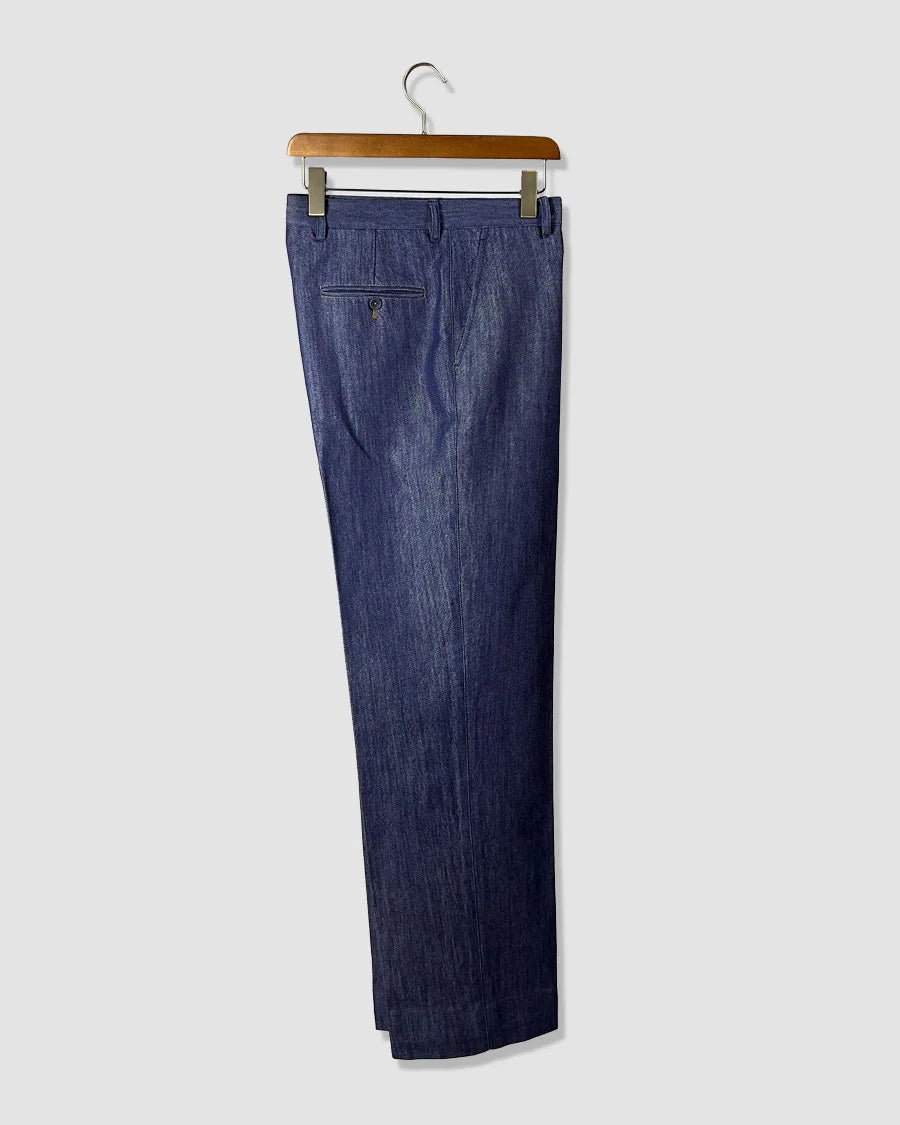 Pleated Denim Trousers