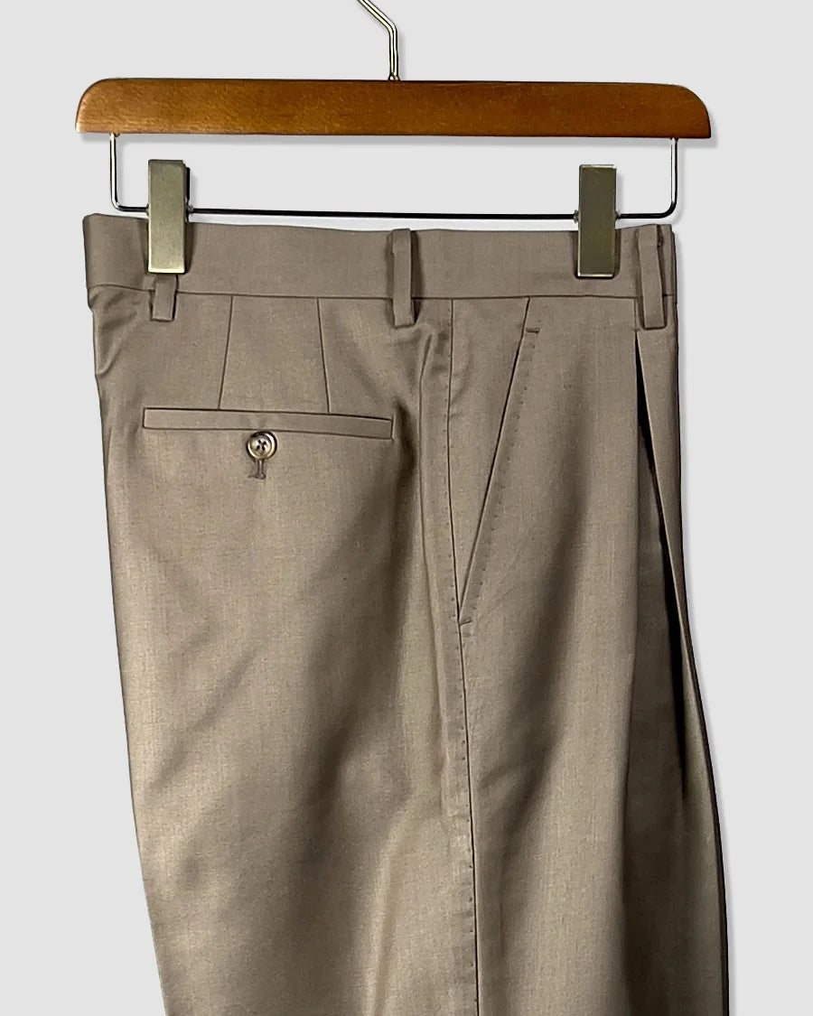Double Pleated Wide Leg Trousers – Brown