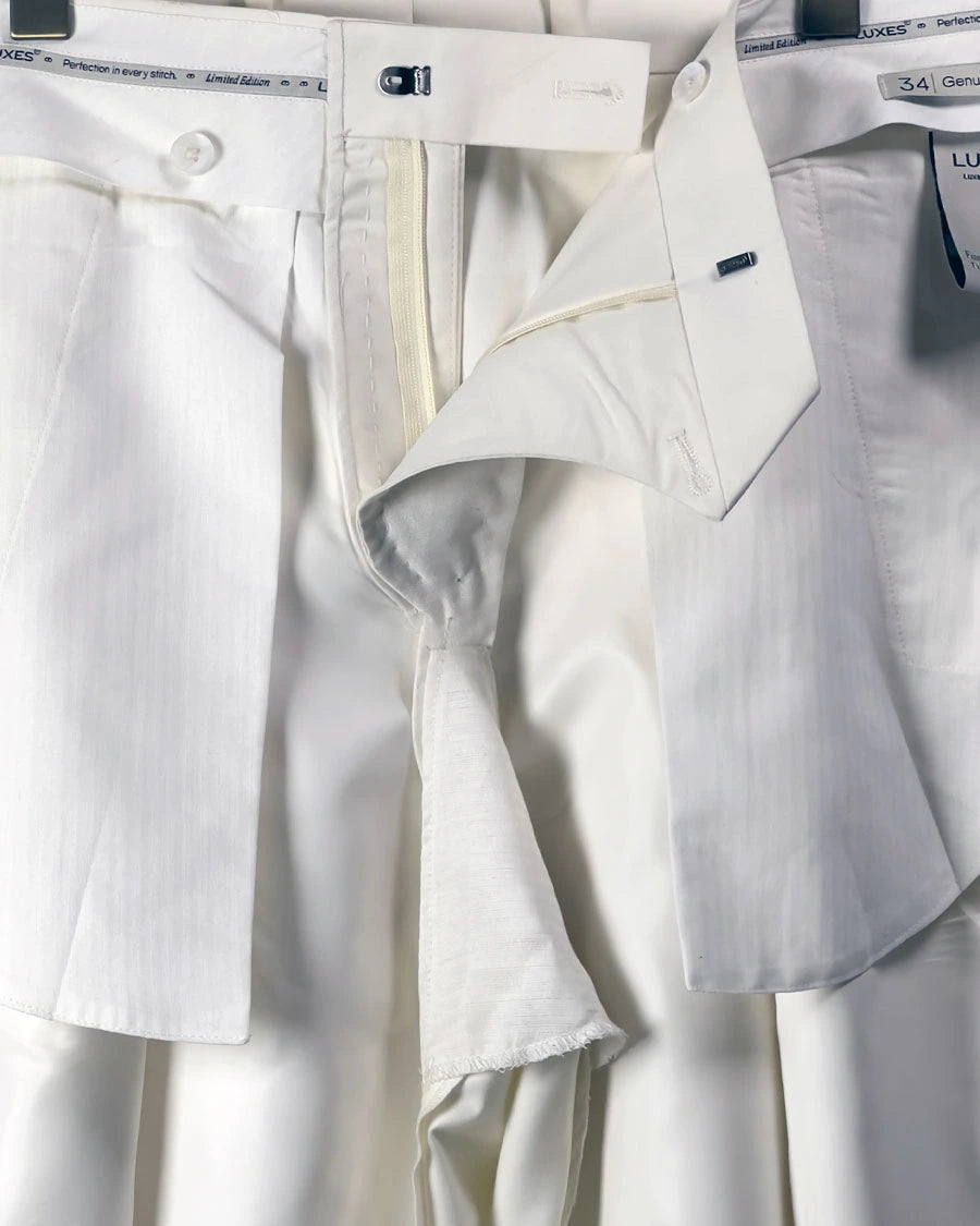 Double Pleated Wide Leg Trousers – Off White