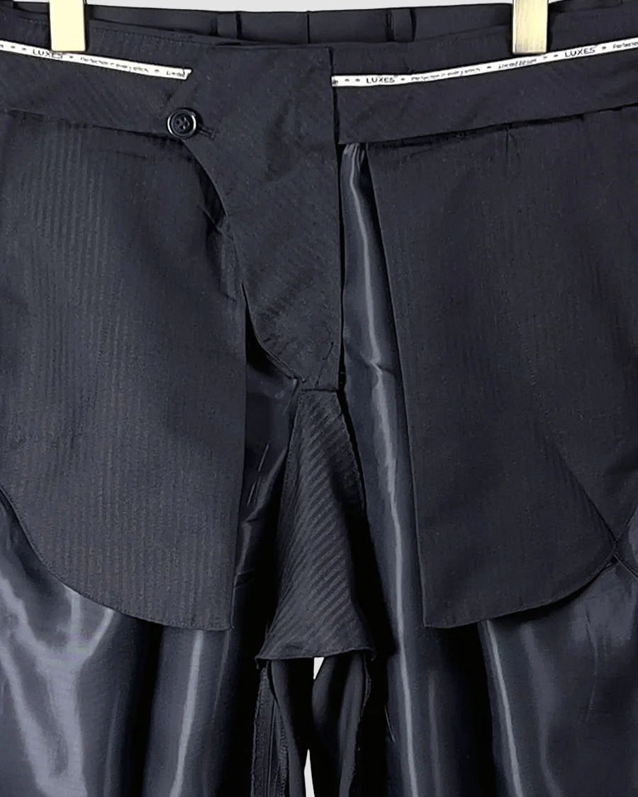 Double Pleated Wide Leg Trousers – Black