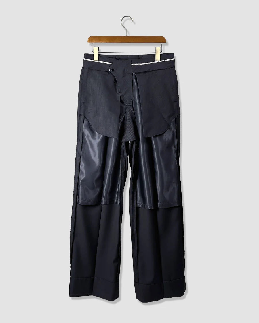 Double Pleated Wide Leg Trousers – Black