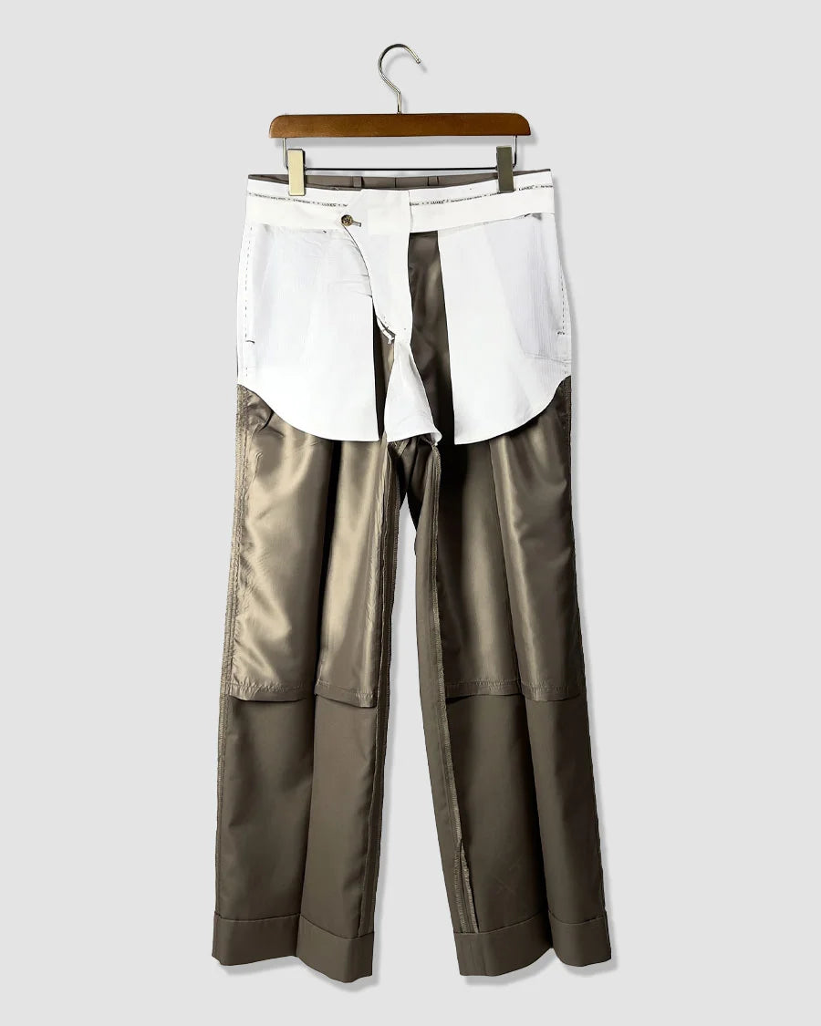 Double Pleated Wide Leg Trousers – Brown