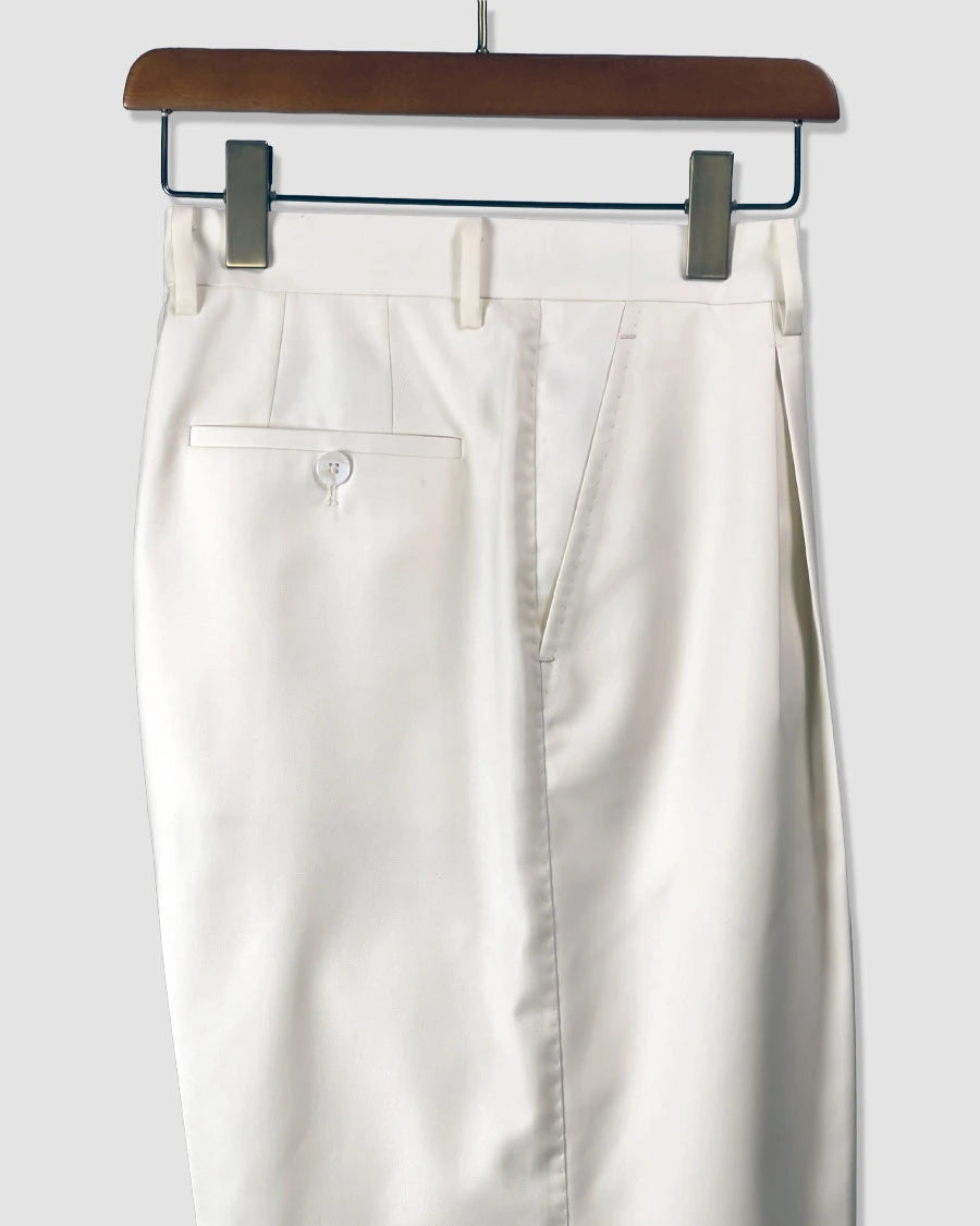 Double Pleated Wide Leg Trousers – Off White