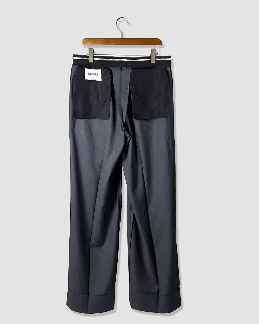Double Pleated Wide Leg Trousers – Grey