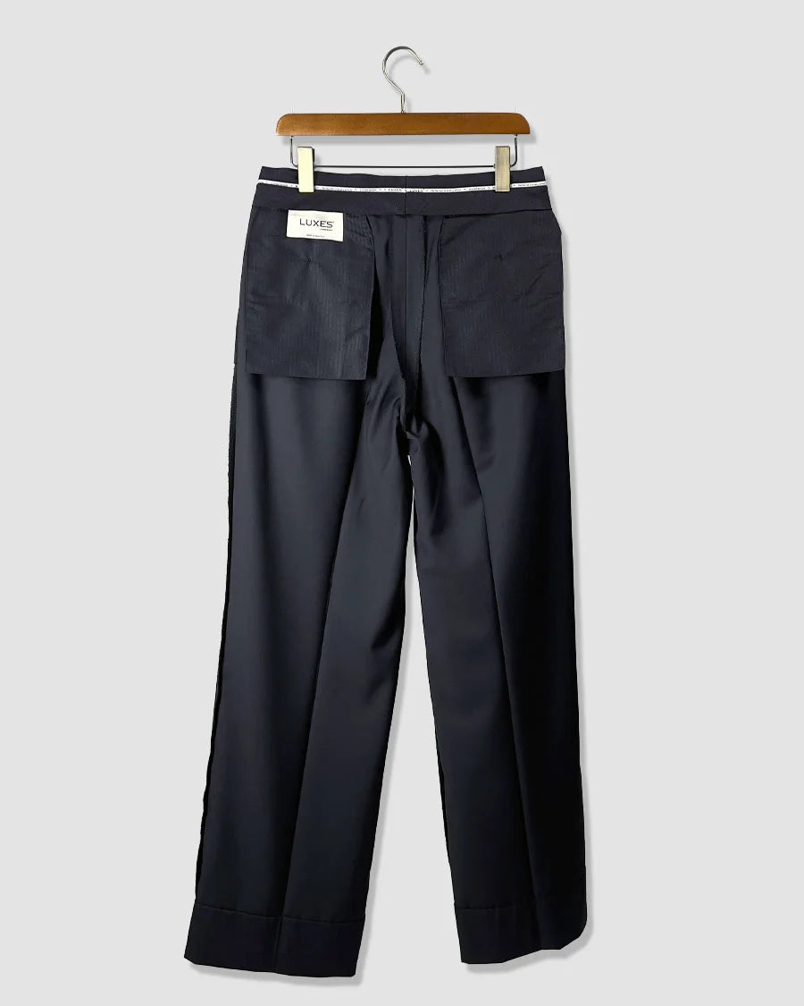 Double Pleated Wide Leg Trousers – Black