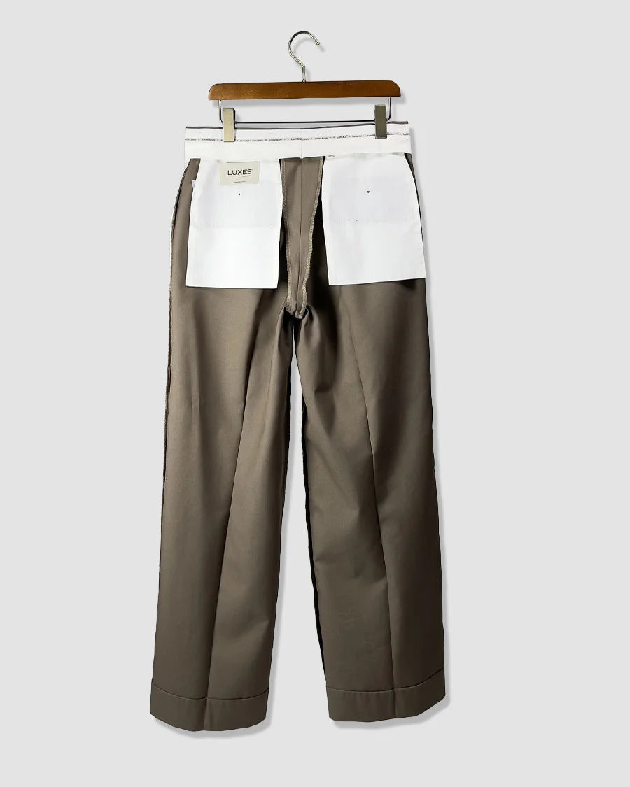 Double Pleated Wide Leg Trousers – Brown