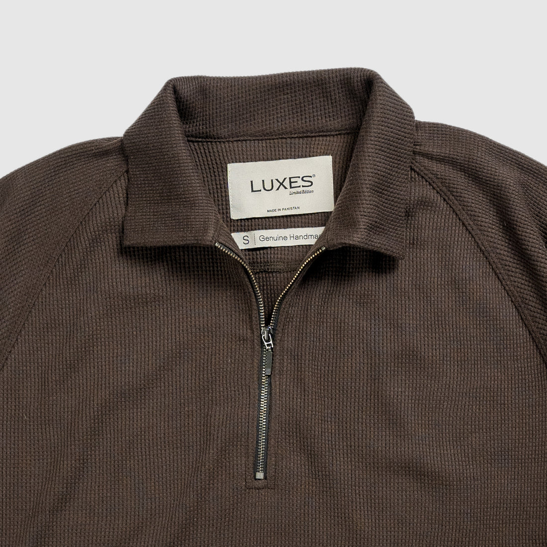 Brown Raglan Zipper Polo