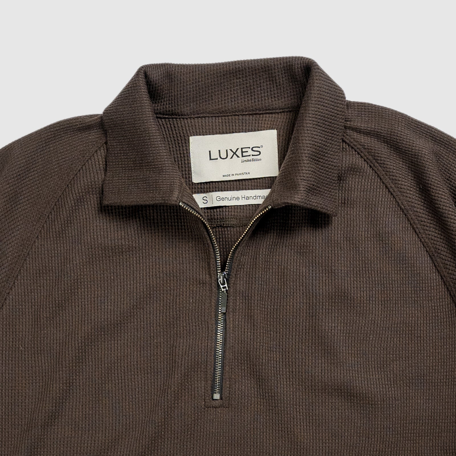 Brown Raglan Zipper Polo