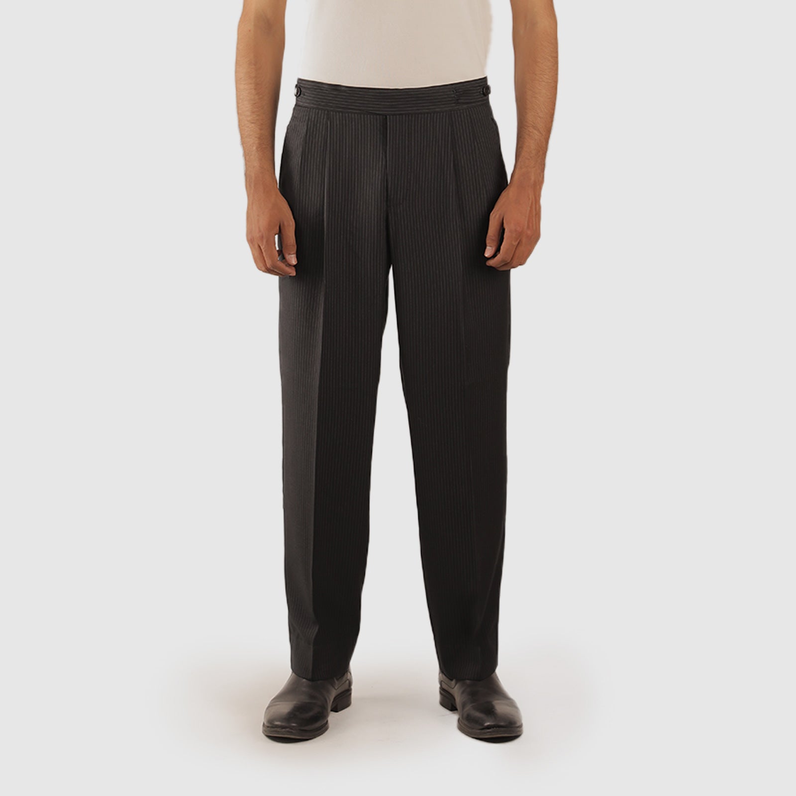 Double Pleated Side Adjuster Trousers