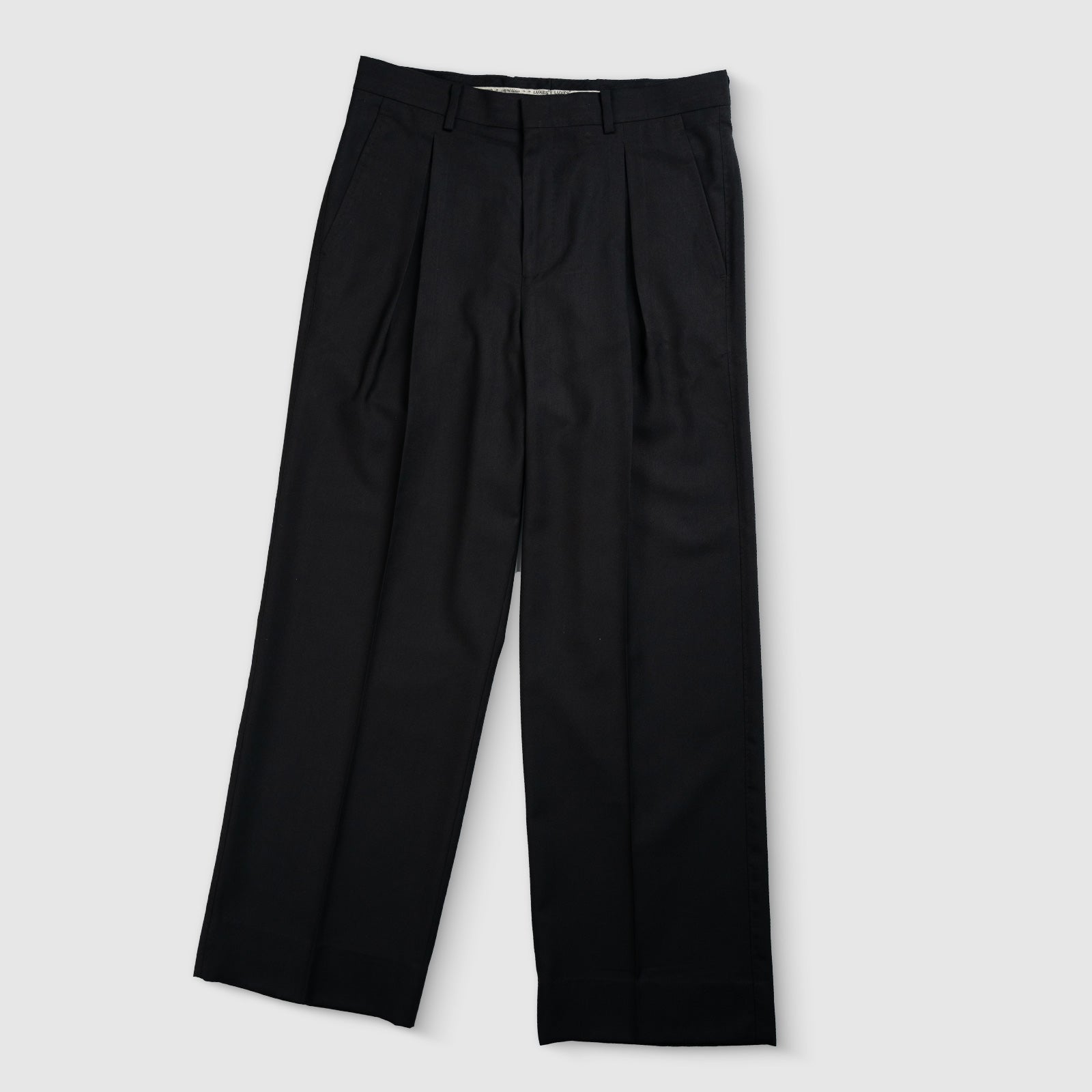 Double Pleated Wide Leg Trousers – Black