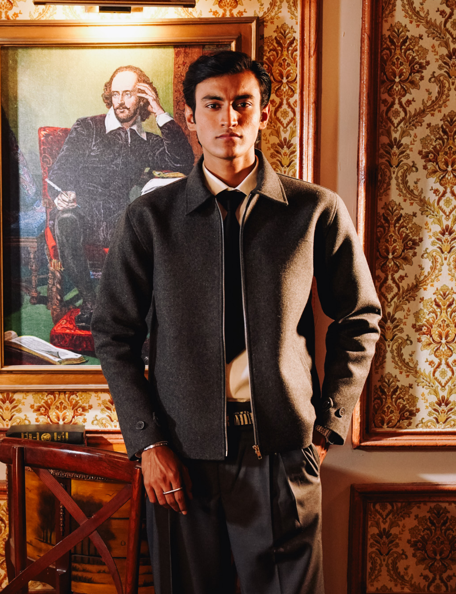 Alpaca Wool Structured Zipper Jacket