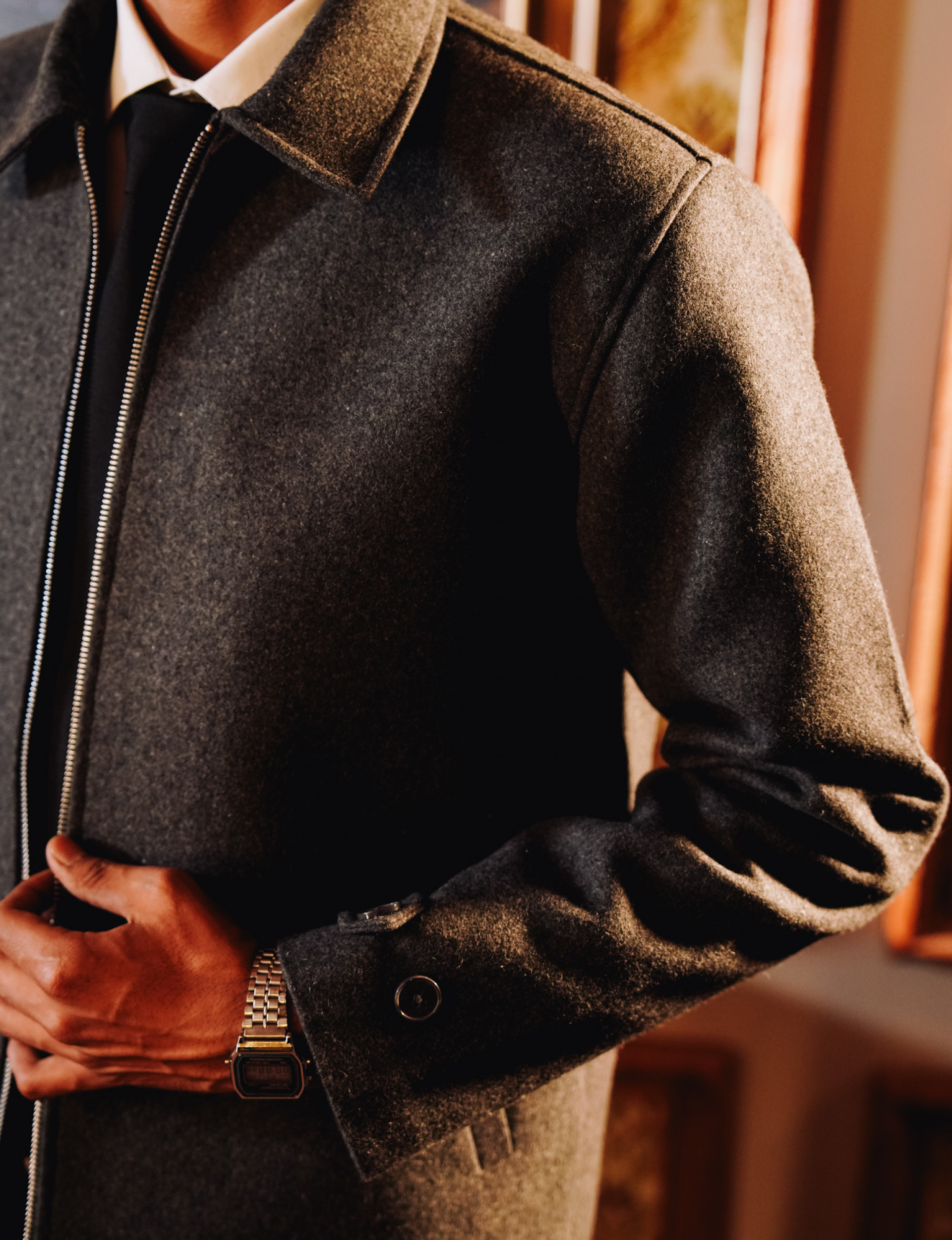 Alpaca Wool Structured Zipper Jacket