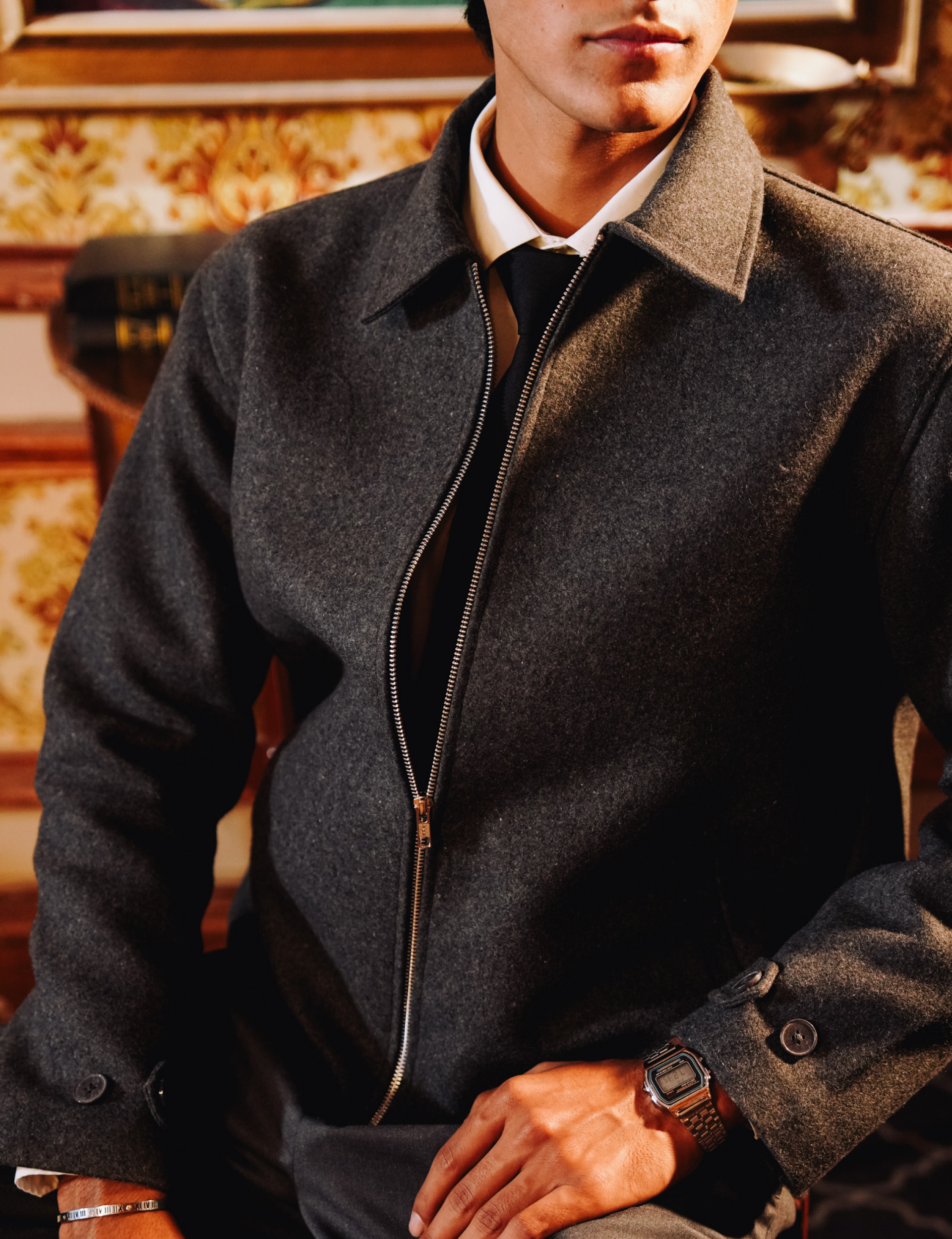 Alpaca Wool Structured Zipper Jacket
