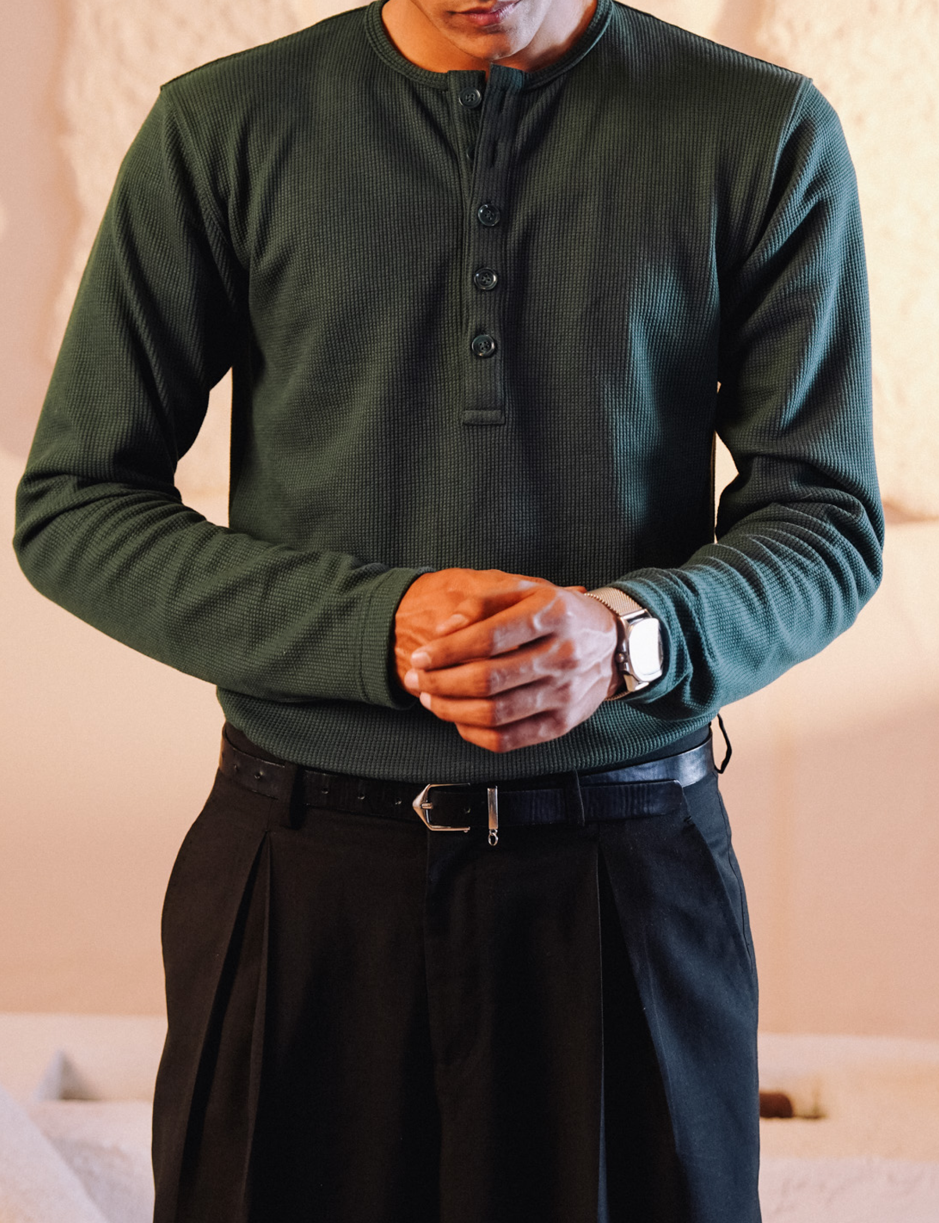 Emerald Green Full Sleeves Thermal Henley