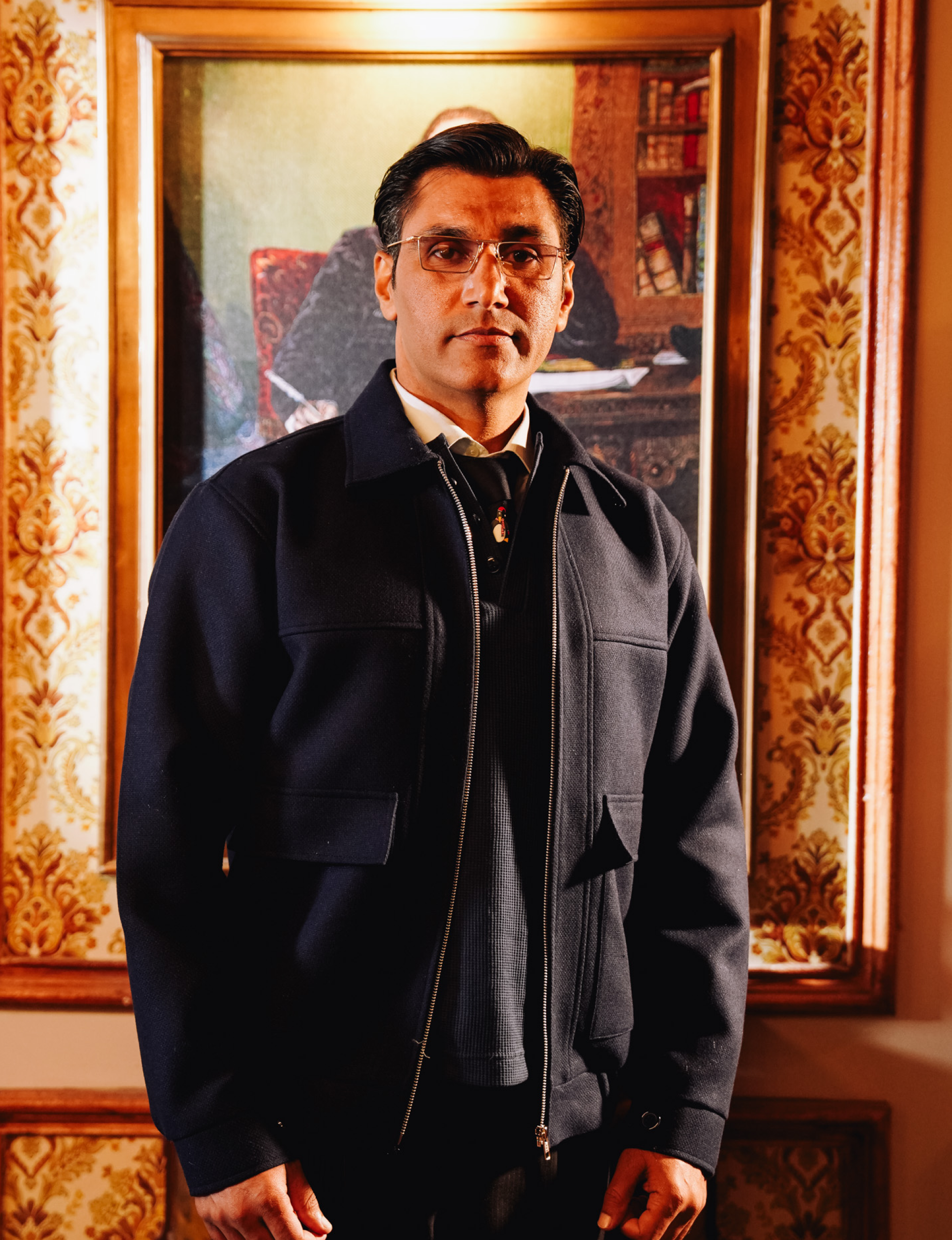 Italian Heavy Navy Wool Bomber Jacket