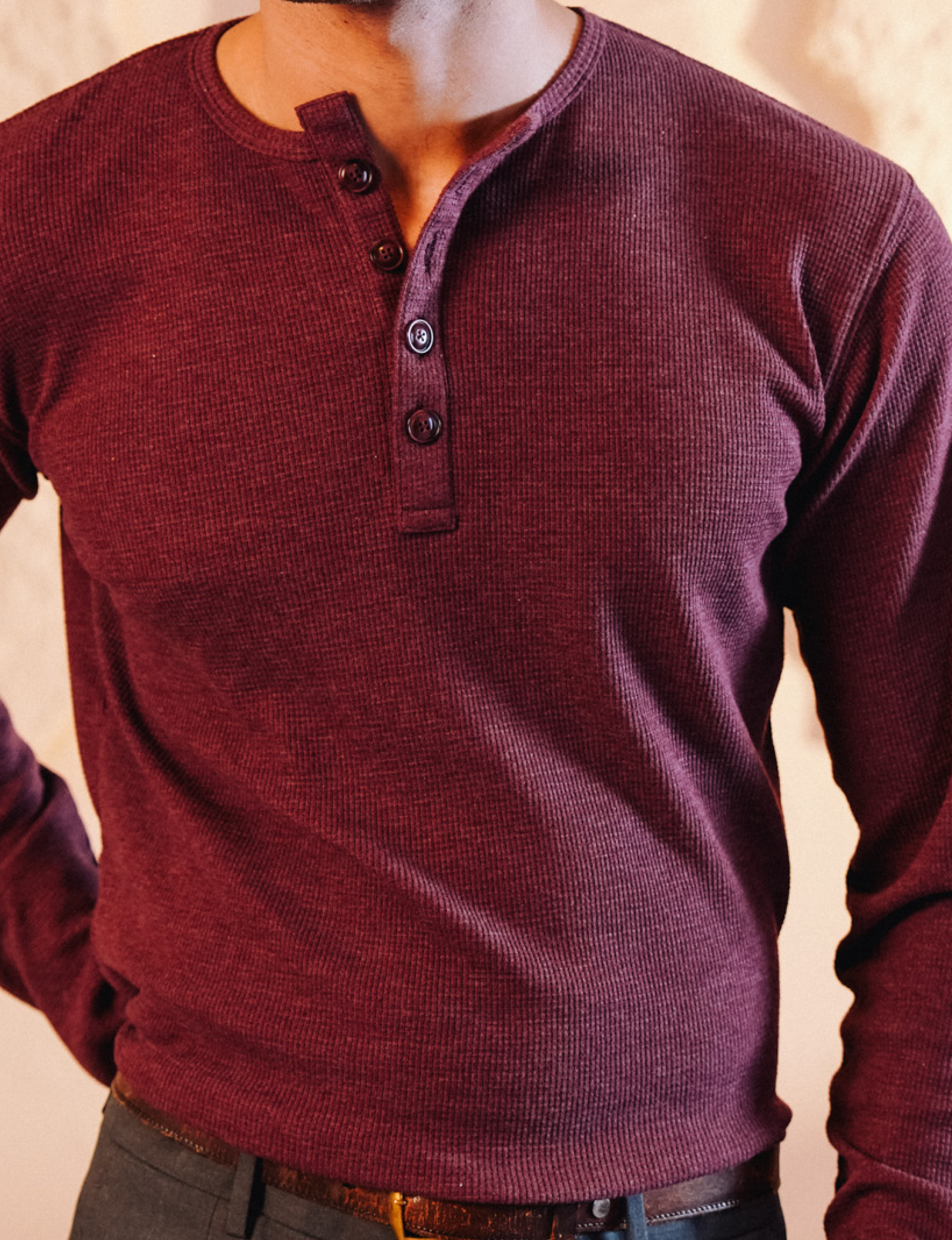 Maroon Full Sleeves Thermal Henley