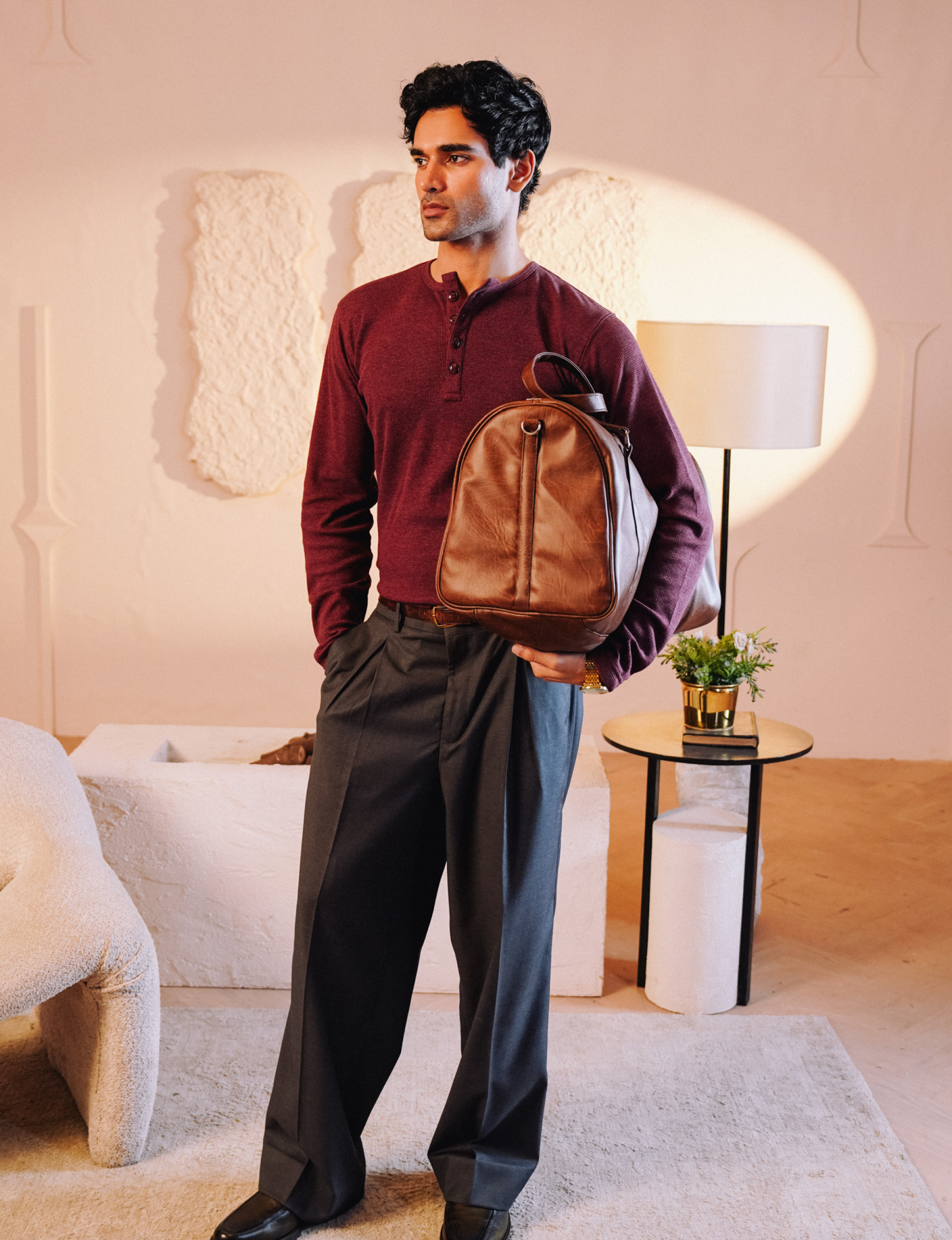 Maroon Full Sleeves Thermal Henley