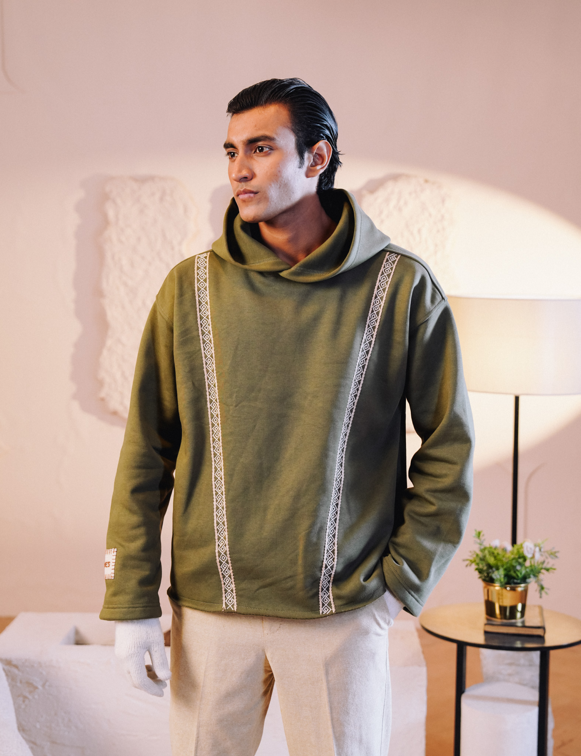 Naqsh 460 GSM Moss Green Hoodie