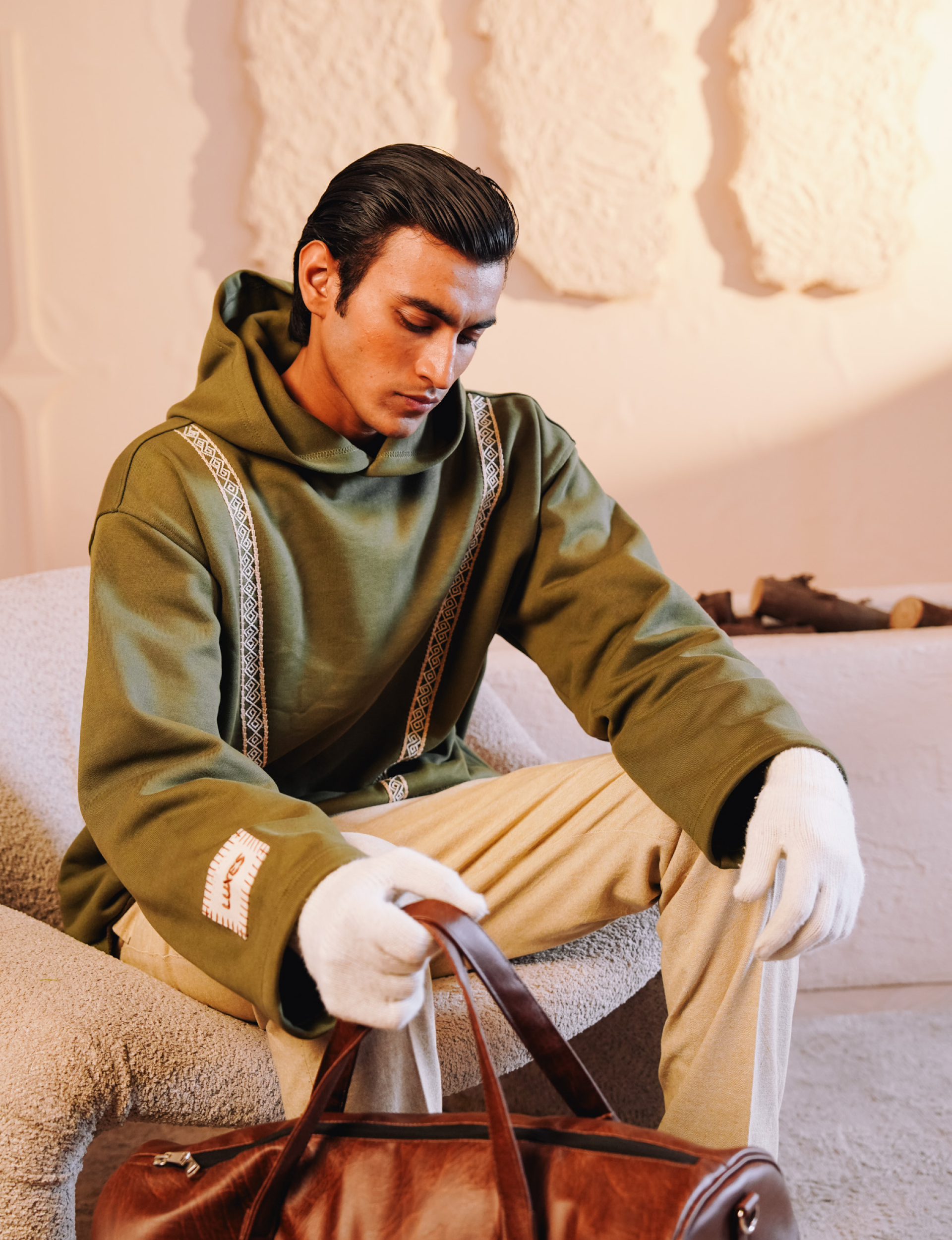 Naqsh 460 GSM Moss Green Hoodie