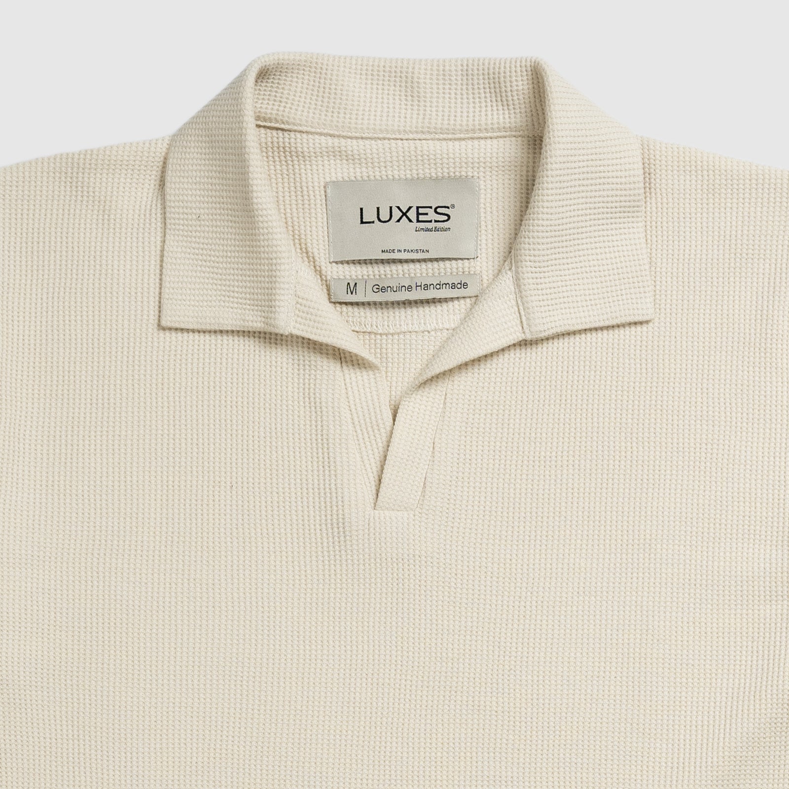 Off White Waffle Knit Polo