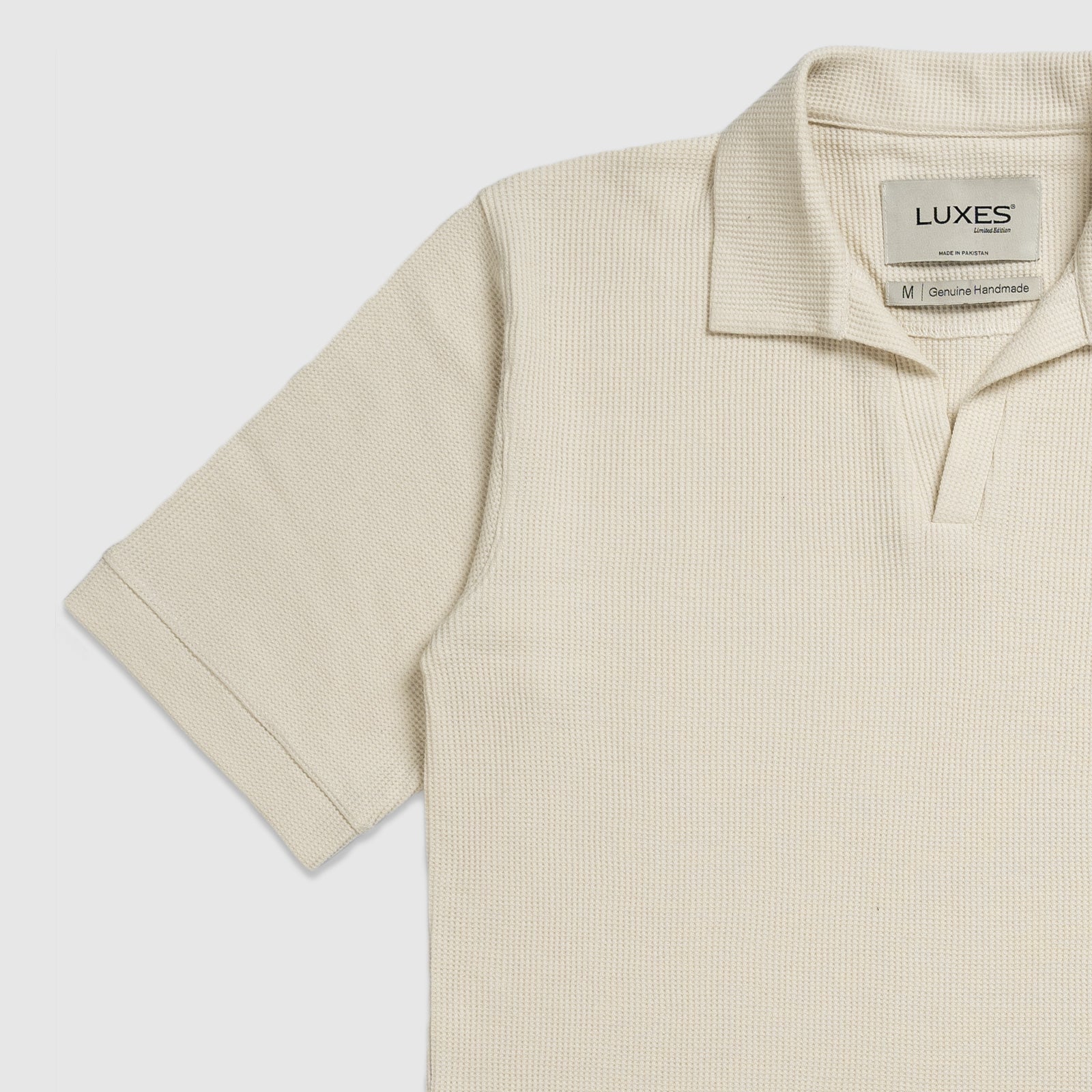 Off White Waffle Knit Polo