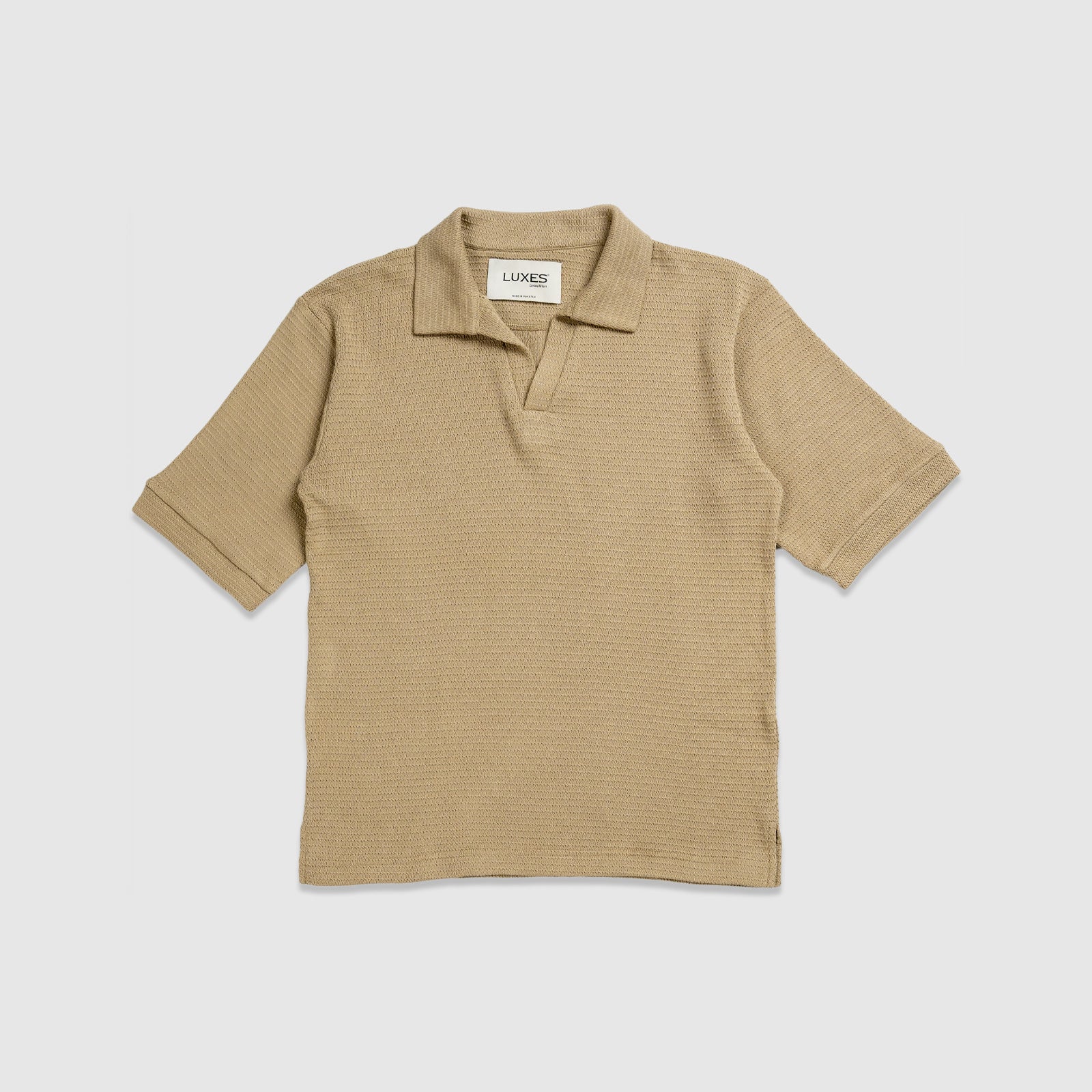 Textured Knit Polo in Coffee Brown