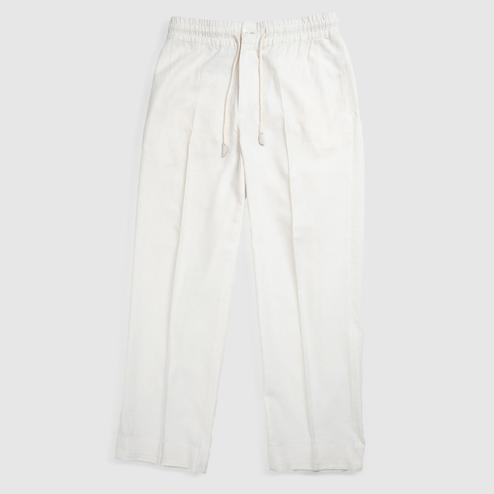 White Pleated Linen Trousers