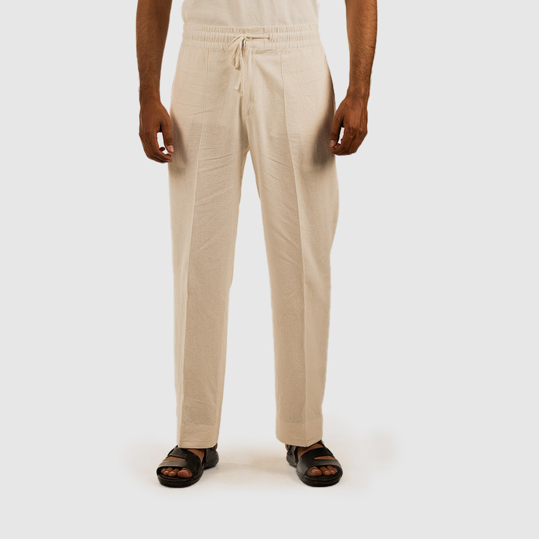 White Pleated Linen Trousers